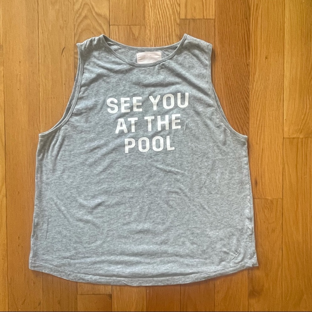 'See You at the Pool' Funny Tee Gray Tank 100% Cotton Small